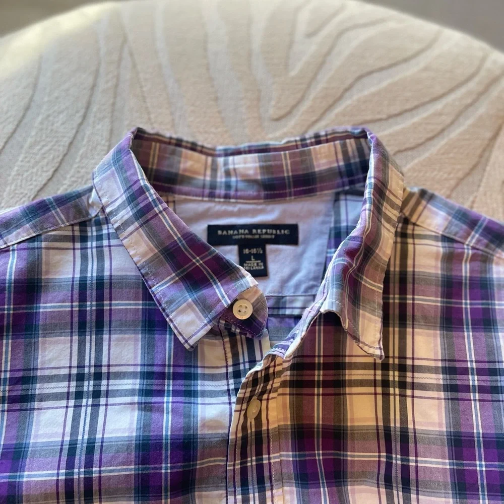 Banana Republic Men's Purple Plaid Shirt